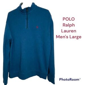POLO RALPH LAUREN Men's Jersey Knit 1/2 Zip Pullover Blue Size Large